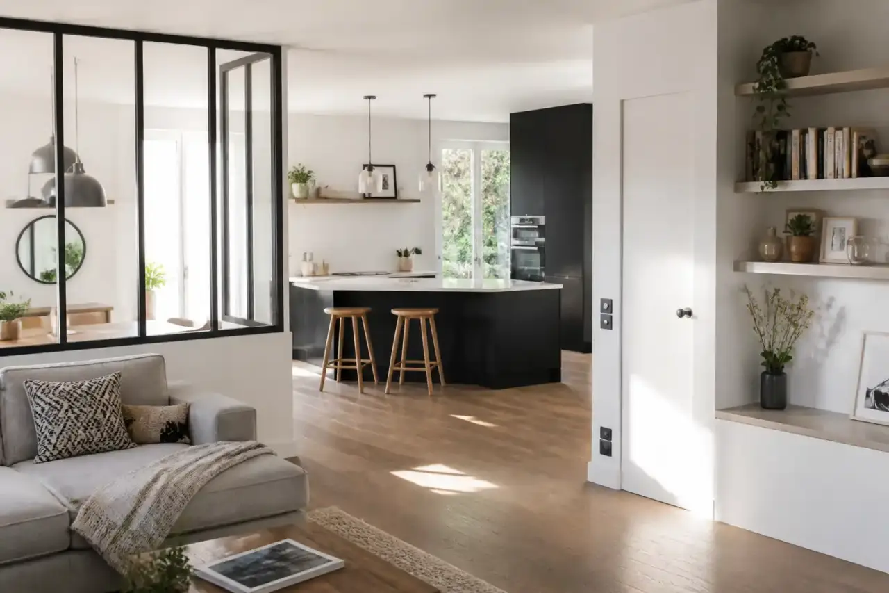Cuisine ouverte sur le salon : structurer vos espaces sans sacrifier la lumière