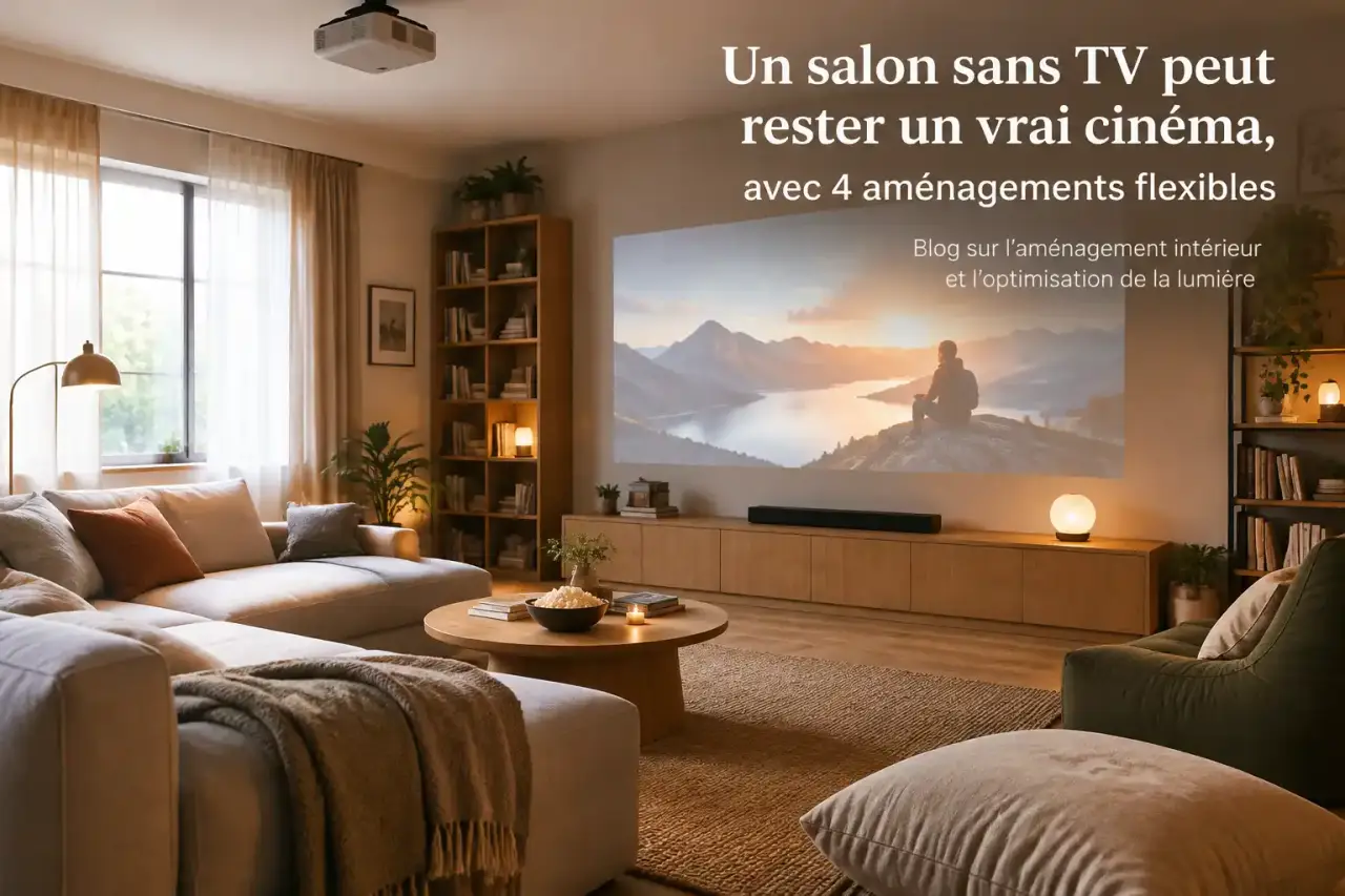 Un salon sans TV peut rester un vrai cinéma, avec 4 aménagements flexibles