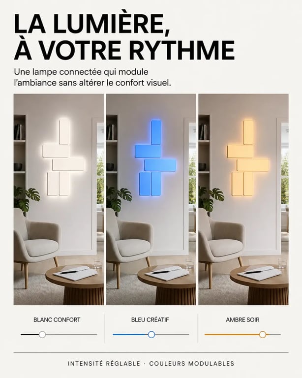 Lampe originale LED connectée avec couleurs réglables et intensité variable
