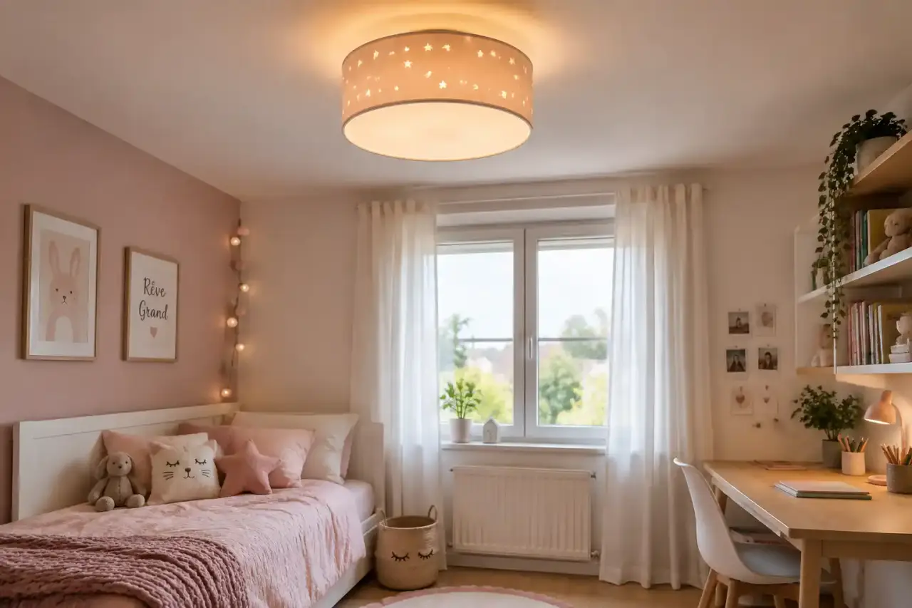 Plafonnier chambre fille : une lumière douce qui suit la vie de la pièce